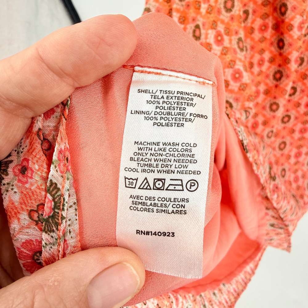LOFT Geometric Print Long Sleeve Mini Dress Orange XL‎ Boho Medallion Peasant - Picture 5 of 7